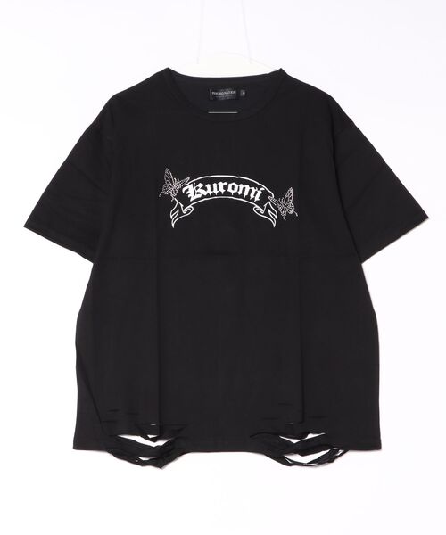 Kuromi(クロミ)の「PSYCHO☆NATION×KUROMI / サイコネーション クロミ バタフライ ラインストーン ダメージ グラフィックTシャツ / コラボTシャツ(Tシャツ/カットソー・レディース・ブラック系その他/ホワイト/ブラック・M/L/XL)」の3枚目の写真