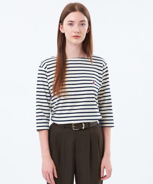 MACKINTOSH PHILOSOPHY(マッキントッシュ フィロソフィー)の「バッキンガムベア ワッペンボーダーロンT(Tシャツ/カットソー・レディース・レッド系その他2/ライトブルー/ネイビー/カーキ・38)」の4枚目の写真