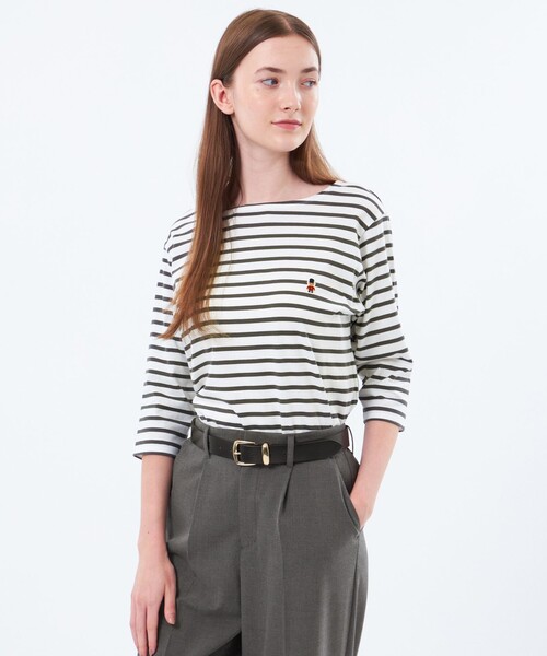 MACKINTOSH PHILOSOPHY(マッキントッシュ フィロソフィー)の「バッキンガムベア ワッペンボーダーロンT(Tシャツ/カットソー・レディース・レッド系その他2/ライトブルー/ネイビー/カーキ・38)」の2枚目の写真