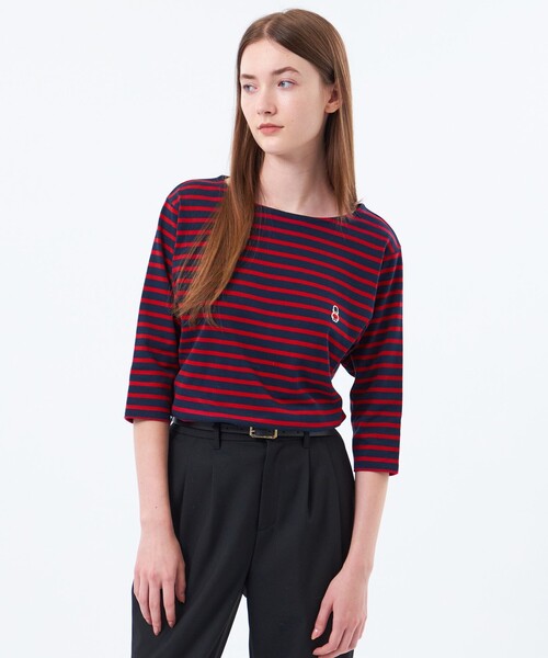 MACKINTOSH PHILOSOPHY(マッキントッシュ フィロソフィー)の「バッキンガムベア ワッペンボーダーロンT(Tシャツ/カットソー・レディース・レッド系その他2/ライトブルー/ネイビー/カーキ・38)」の1枚目の写真