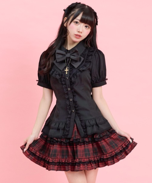 Secret Honey(シークレットハニー)の「裾フリルオーバーブラウス(シャツ/ブラウス・レディース・オフホワイト/ブラック・MEDIUM)」の7枚目の写真