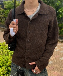 EMMA CLOTHES | Boucle yarn long sleeved knit shirt／ブークレヤーン長袖ニットシャツ《カフェ店員"Haruto"コラボ》(カーディガン/ボレロ)