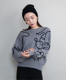 アートモチーフ ハイネックニット