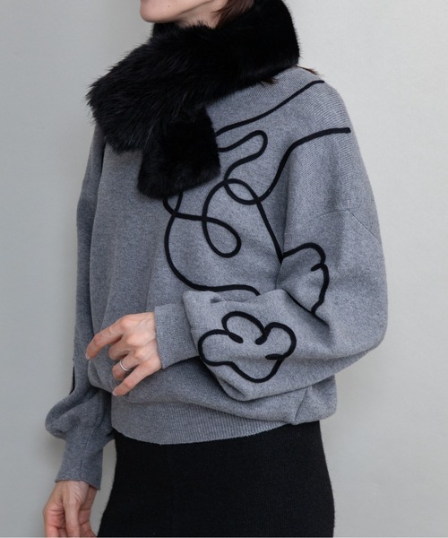 lodie(ロディ)の「アートモチーフ ハイネックニット(ニット/セーター・レディース・チャコールグレー/オフホワイト/ブラック・FREE)」の16枚目の写真