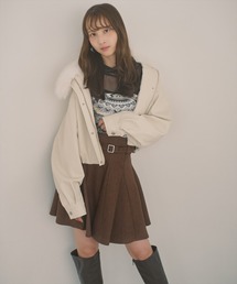 ベルト付きフレアミニスカート