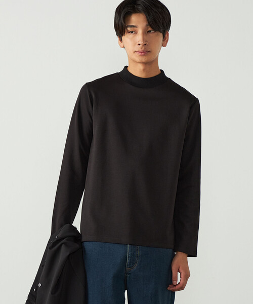 COMME CA ISM(コムサイズム)の「【抗菌・防汚加工】モックネックTシャツ(Tシャツ/カットソー・メンズ・ホワイト/ブラック・L/S/M)」の2枚目の写真