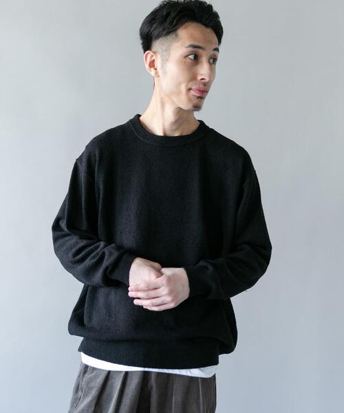 URBAN RESEARCH DOORS(アーバンリサーチドアーズ)の「ミニブークレ クルーネックニット(ニット/セーター・メンズ・ブラック/ブラウン/ブルー・MEDIUM/LARGE)」の4枚目の写真