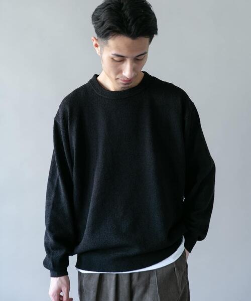 URBAN RESEARCH DOORS(アーバンリサーチドアーズ)の「ミニブークレ クルーネックニット(ニット/セーター・メンズ・ブラック/ブラウン/ブルー・MEDIUM/LARGE)」の5枚目の写真