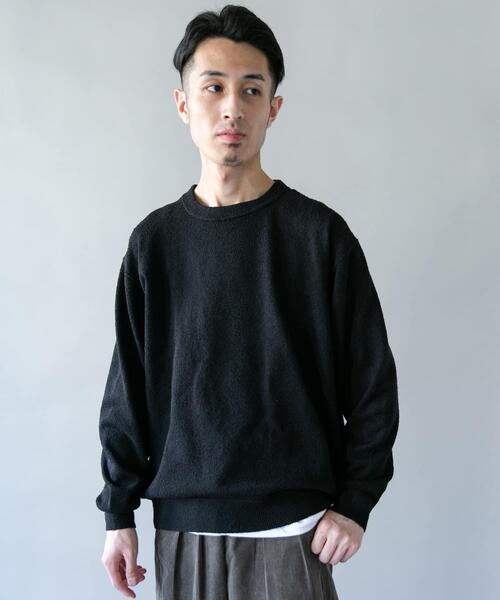 URBAN RESEARCH DOORS(アーバンリサーチドアーズ)の「ミニブークレ クルーネックニット(ニット/セーター・メンズ・ブラック/ブラウン/ブルー・MEDIUM/LARGE)」の6枚目の写真