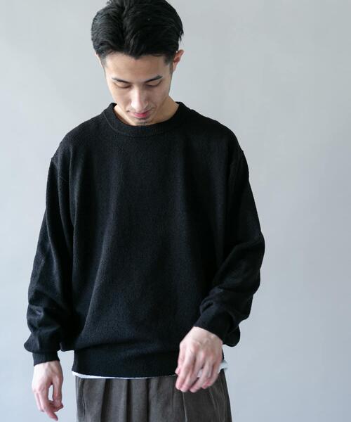 URBAN RESEARCH DOORS(アーバンリサーチドアーズ)の「ミニブークレ クルーネックニット(ニット/セーター・メンズ・ブラック/ブラウン/ブルー・MEDIUM/LARGE)」の7枚目の写真