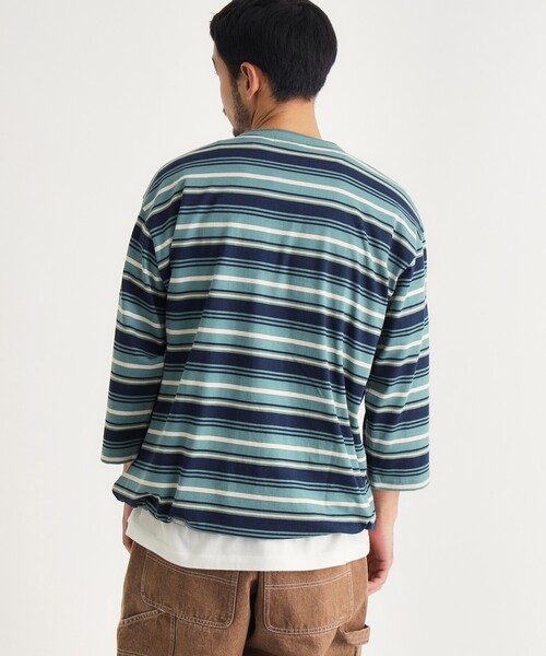 BACK NUMBER(バックナンバー)の「マルチボーダーヘンリーロンT(Tシャツ/カットソー・メンズ・ライトグレー系2/キャメル/グリーン系その他4・05/04/03)」の20枚目の写真