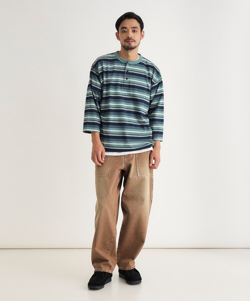 BACK NUMBER(バックナンバー)の「マルチボーダーヘンリーロンT(Tシャツ/カットソー・メンズ・ライトグレー系2/キャメル/グリーン系その他4・05/04/03)」の22枚目の写真