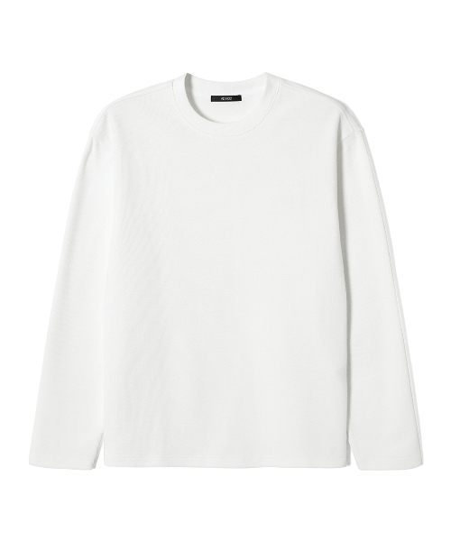 ADHOC(アドホック)の「メンズ 起毛 変形編み ベーシック 長袖 Tシャツ (O-WHITE) (HCALT15)(Tシャツ/カットソー・メンズ・その他・100/95/105)」の1枚目の写真