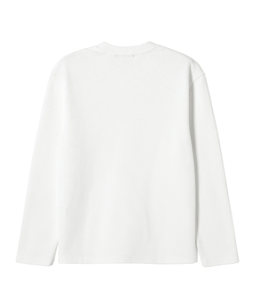 ADHOC(アドホック)の「メンズ 起毛 変形編み ベーシック 長袖 Tシャツ (O-WHITE) (HCALT15)(Tシャツ/カットソー・メンズ・その他・100/95/105)」の2枚目の写真