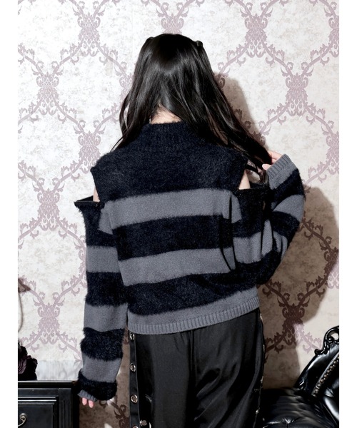 NOEMIE(ノエミー)の「襟ジップロゴ刺繍ボーダーニット(ニット/セーター・レディース・レッド/パープル/ダークグレー/ブルー・M)」の20枚目の写真