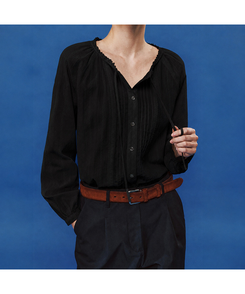 PLAC WOMEN(プレイス・ウィメン)の「ピンタックレースブラウスブラック(シャツ/ブラウス・レディース・ブラック・SMALL/MEDIUM)」の1枚目の写真