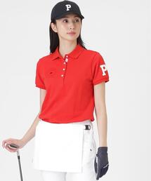 TEXBRIDハイゲージ千鳥ジャガード半袖ポロシャツ (WOMENS)