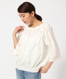 GLOBAL WORK | カットジャガードスモック7分袖/709289(シャツ/ブラウス)