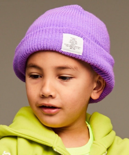 Smoothy(スムージー)の「Smoothy Color Knitcap / スムージー カラーニットキャップ(ニットキャップ/ビーニー・キッズ・ブラック/サックスブルー/エメラルドブルー/ベージュ/ネイビー/パープル/マスタード/ホワイト/ヘザーグレー/ピンク/レッド・FREE)」の8枚目の写真