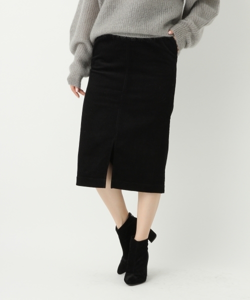 A part by（アパートバイ）の「スリットコーデュロイスカート2　744798（スカート・レディース・ブラック/ライトブルー/オフホワイト/ライトイエロー・LARGE/MEDIUM）」の2枚目の写真