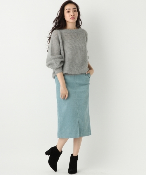 A part by（アパートバイ）の「スリットコーデュロイスカート2　744798（スカート・レディース・ブラック/ライトブルー/オフホワイト/ライトイエロー・LARGE/MEDIUM）」の6枚目の写真