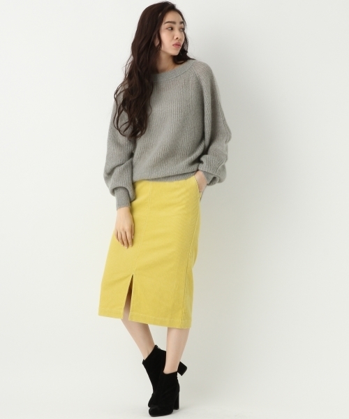 A part by（アパートバイ）の「スリットコーデュロイスカート2　744798（スカート・レディース・ブラック/ライトブルー/オフホワイト/ライトイエロー・LARGE/MEDIUM）」の7枚目の写真