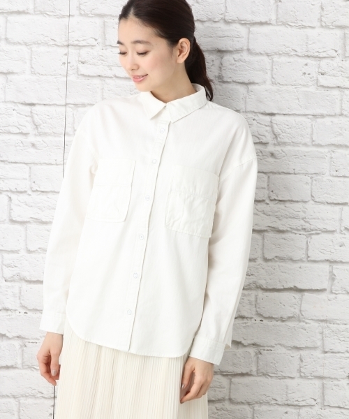 LEPSIM(レプシィム)の「オーバーサイズシャツLS 739456(シャツ/ブラウス・レディース・カーキ/オフホワイト/ブルー・FREE)」の10枚目の写真