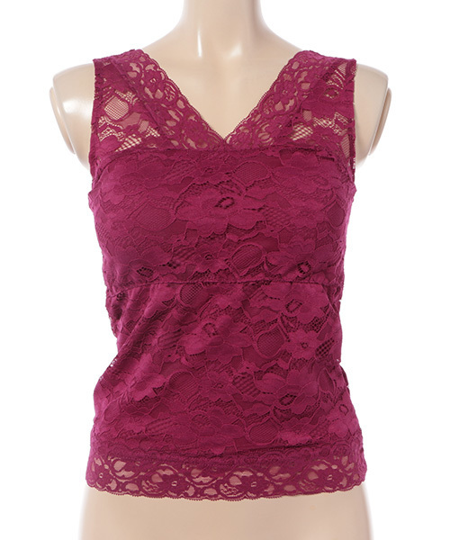 mysty woman(ミスティウーマン)の「ストレッチスカラップカップインタンクトップ(タンクトップ・レディース・オフホワイト/ピンク/サックスブルー/ブラック/パープル・FREE)」の4枚目の写真