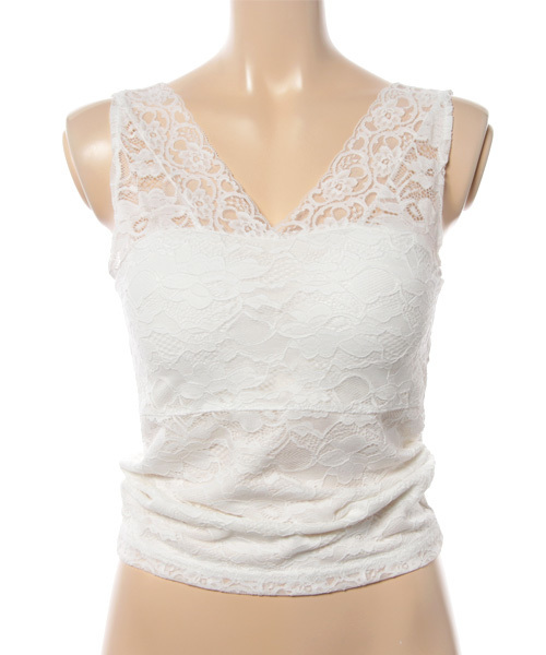 mysty woman(ミスティウーマン)の「ストレッチスカラップカップインタンクトップ(タンクトップ・レディース・オフホワイト/ピンク/サックスブルー/ブラック/パープル・FREE)」の1枚目の写真