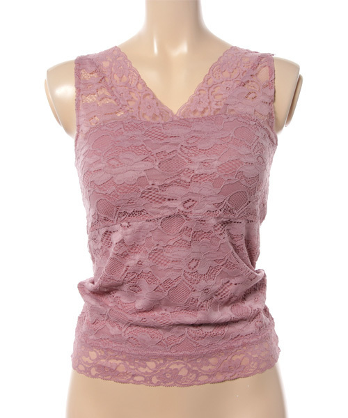 mysty woman(ミスティウーマン)の「ストレッチスカラップカップインタンクトップ(タンクトップ・レディース・オフホワイト/ピンク/サックスブルー/ブラック/パープル・FREE)」の5枚目の写真