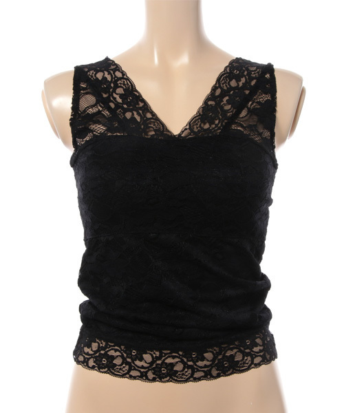 mysty woman(ミスティウーマン)の「ストレッチスカラップカップインタンクトップ(タンクトップ・レディース・オフホワイト/ピンク/サックスブルー/ブラック/パープル・FREE)」の2枚目の写真