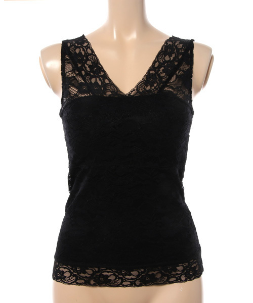 mysty woman(ミスティウーマン)の「ストレッチスカラップカップインタンクトップ(タンクトップ・レディース・オフホワイト/ピンク/サックスブルー/ブラック/パープル・FREE)」の10枚目の写真