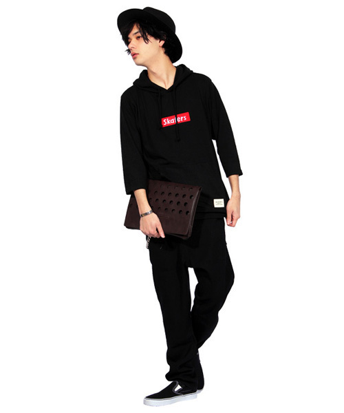 ８(eight)（エイト）の「7分袖 ボックスロゴ プルオーバー パーカー（パーカー・メンズ・ブラック/ホワイト/グレー・SMALL/LARGE/MEDIUM/X-LARGE）」の21枚目の写真