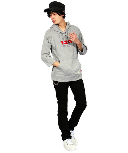 ８(eight)（エイト）の「7分袖 ボックスロゴ プルオーバー パーカー（パーカー・メンズ・ブラック/ホワイト/グレー・SMALL/LARGE/MEDIUM/X-LARGE）」の22枚目の写真