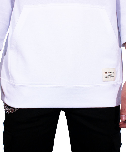 ８(eight)（エイト）の「7分袖 ボックスロゴ プルオーバー パーカー（パーカー・メンズ・ブラック/ホワイト/グレー・SMALL/LARGE/MEDIUM/X-LARGE）」の7枚目の写真