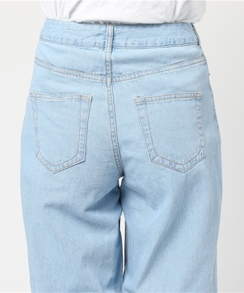 earth music&ecology（アースミュージックアンドエコロジー）の「・8.0ozデニム刺繍パンツ（デニムパンツ・レディース・ライトインディゴブルー/インディゴブルー・L/S/M）」の7枚目の写真