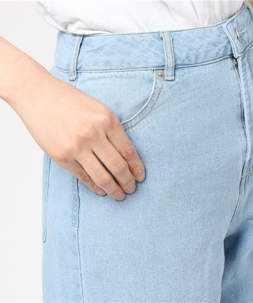 earth music&ecology（アースミュージックアンドエコロジー）の「・8.0ozデニム刺繍パンツ（デニムパンツ・レディース・ライトインディゴブルー/インディゴブルー・L/S/M）」の8枚目の写真