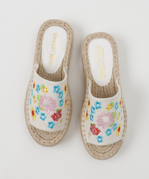 フラワー刺繍のフラットシューズで今年顔に！[スエード/キャンバス/デニム]花柄刺繍エスパドリーユジュートサンダル/スリッパサンダル/靴/神戸レタス[I1324]