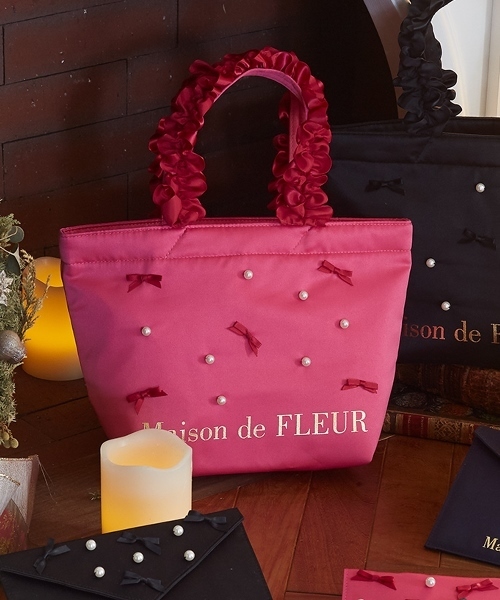 Maison De Fleur メゾンドフルール の パールリボンフリルハンドルトートバッグ トートバッグ Wear
