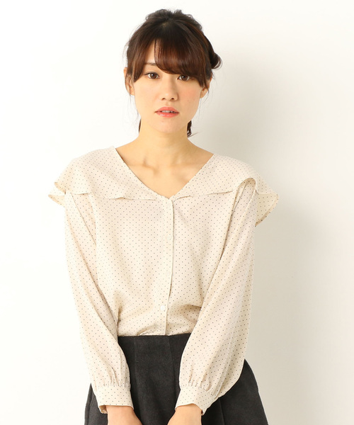 archives（アルシーヴ）の「ドットビッグフレア衿ブラウス（シャツ/ブラウス・レディース・ブラック/ネイビー/アイボリー・MEDIUM）」の2枚目の写真