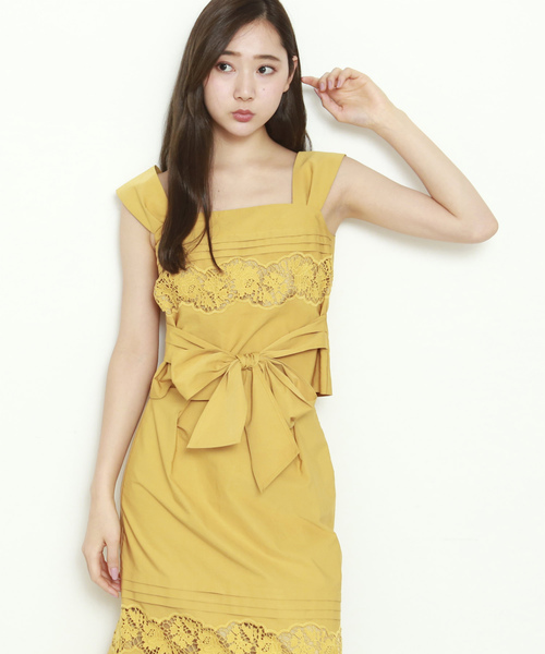 JILL by JILL STUART(ジルバイジルスチュアート)の「◆タック ブロッキングレース(ワンピース・レディース・イエロー/ピンク・SMALL/MEDIUM)」の2枚目の写真