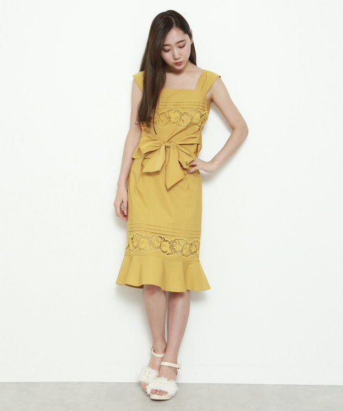 JILL by JILL STUART(ジルバイジルスチュアート)の「◆タック ブロッキングレース(ワンピース・レディース・イエロー/ピンク・SMALL/MEDIUM)」の3枚目の写真