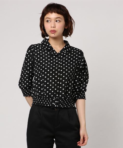 SpRay（スプレイ）の「【WEB限定】ドット柄オープンカラーブラウス（シャツ/ブラウス・レディース・オフホワイト/ブラック/ネイビー・FREE）」の7枚目の写真