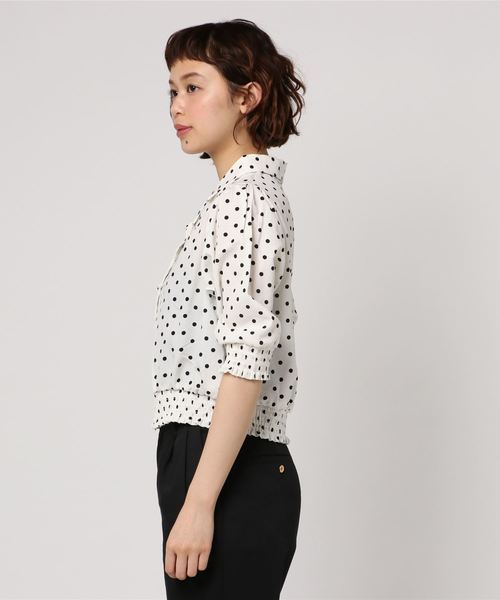 SpRay（スプレイ）の「【WEB限定】ドット柄オープンカラーブラウス（シャツ/ブラウス・レディース・オフホワイト/ブラック/ネイビー・FREE）」の4枚目の写真