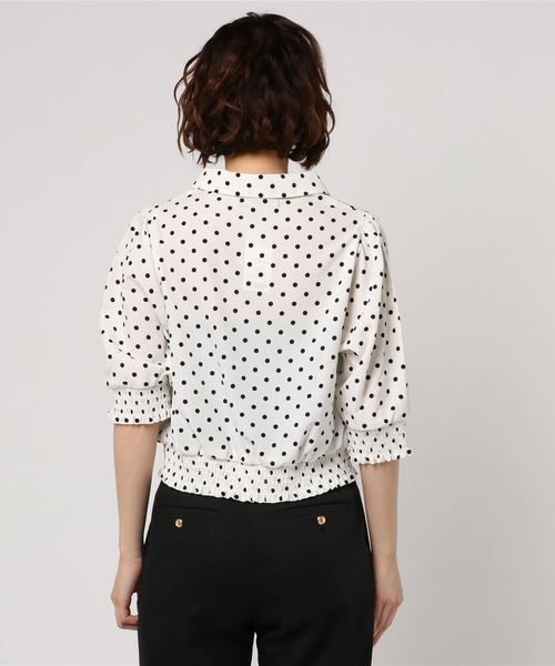 SpRay（スプレイ）の「【WEB限定】ドット柄オープンカラーブラウス（シャツ/ブラウス・レディース・オフホワイト/ブラック/ネイビー・FREE）」の5枚目の写真