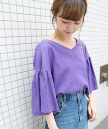 SLOBE IENA | カラーリネンギャザースリーブブラウス◆(シャツ/ブラウス)