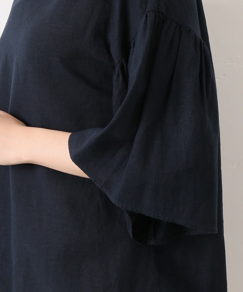 SLOBE IENA（スローブイエナ）の「カラーリネンギャザースリーブブラウス◆（シャツ/ブラウス・レディース・グリーン/イエロー/ネイビー/ラベンダー・FREE）」の12枚目の写真