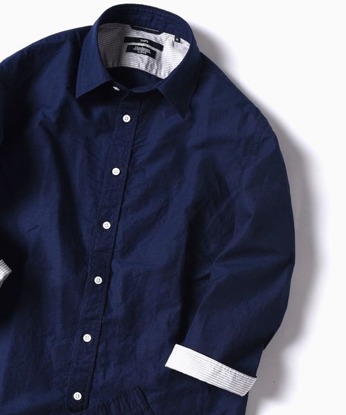 SHIPS（シップス）の「SC: MADE IN JAPAN Herdmans コットン/リネン 7スリーブ シャツ□（シャツ/ブラウス・メンズ・ホワイト/オリーブ/ネイビー/ライトブルー/オレンジ/その他/チャコールグレー/グリーン/コバルトブルー・SMALL/MEDIUM/LARGE/X-LARGE）」の6枚目の写真