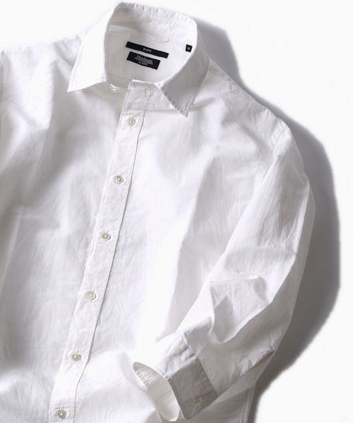 SHIPS（シップス）の「SC: MADE IN JAPAN Herdmans コットン/リネン 7スリーブ シャツ□（シャツ/ブラウス・メンズ・ホワイト/オリーブ/ネイビー/ライトブルー/オレンジ/その他/チャコールグレー/グリーン/コバルトブルー・SMALL/MEDIUM/LARGE/X-LARGE）」の2枚目の写真