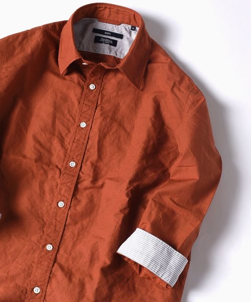SHIPS（シップス）の「SC: MADE IN JAPAN Herdmans コットン/リネン 7スリーブ シャツ□（シャツ/ブラウス・メンズ・ホワイト/オリーブ/ネイビー/ライトブルー/オレンジ/その他/チャコールグレー/グリーン/コバルトブルー・SMALL/MEDIUM/LARGE/X-LARGE）」の8枚目の写真